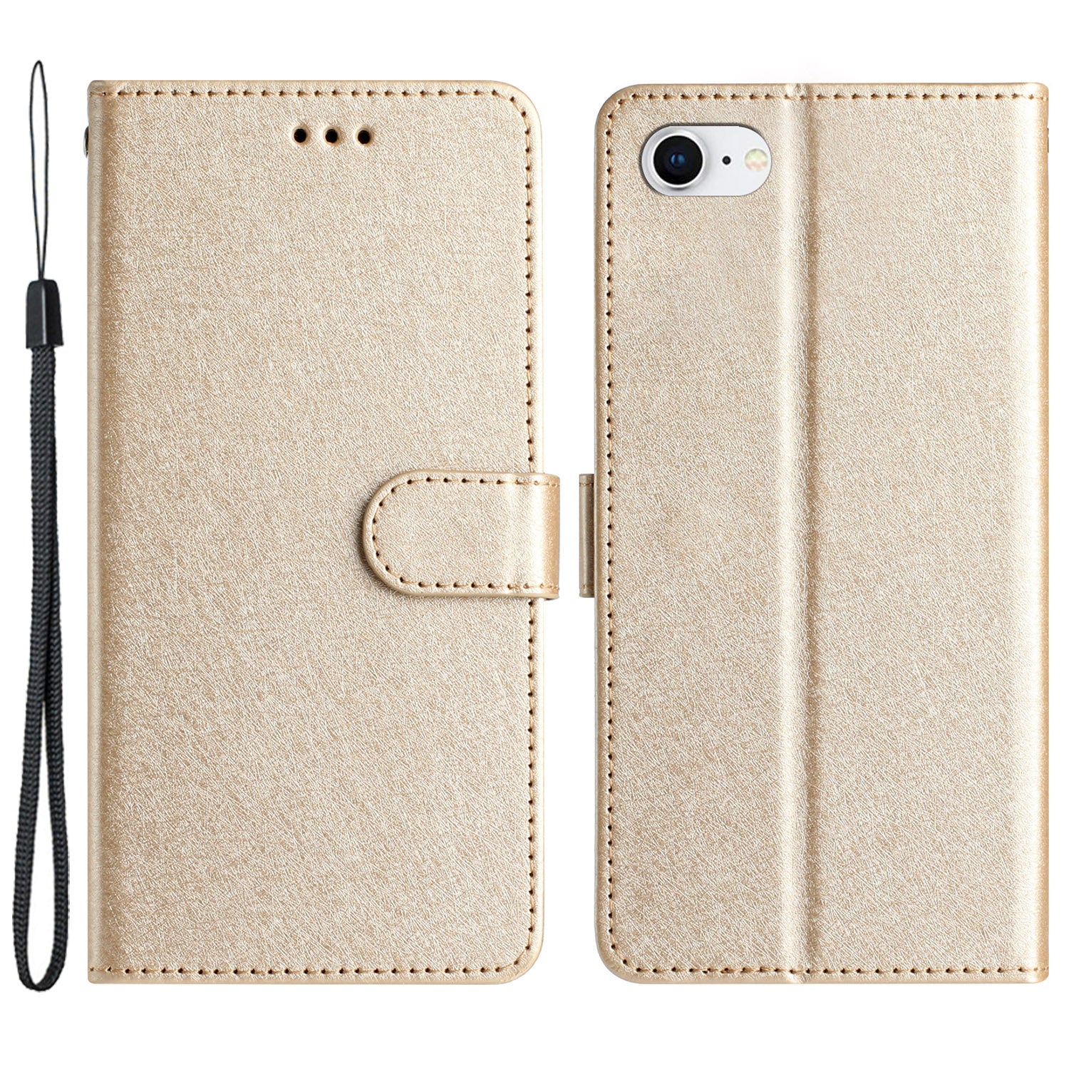 For iPhone 6/6s/7/8/SE (2020)/SE (2022) Phone Stand PU Leather Cover Silk Texture Wallet Case with Wrist Strap For iPhone 6/6s/7/8/SE (2020)/SE (2022) Phone Stand PU Leather Cover Silk Texture Wallet Case with Wrist Strap